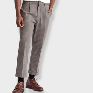 BRIXTON Reserve Regent Pinstripe Taper Leg Trouser Pant Grey, Red